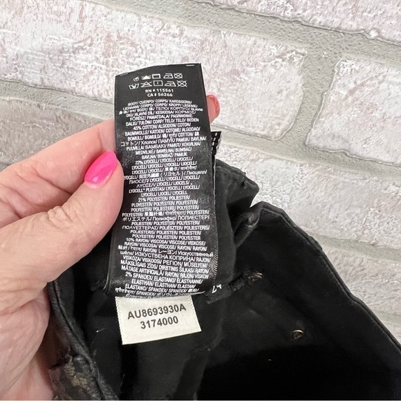 7 For All Mankind High Waist Ankle Skinny Coated Metallic Leopard Print Jeans 24 - Picture 11 of 11